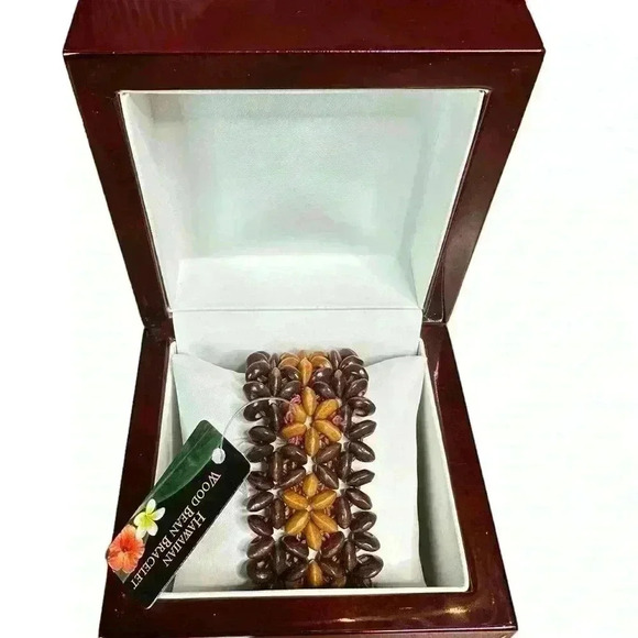 Hawaiian Wood Bean Bracelet - Picture 1 of 4
